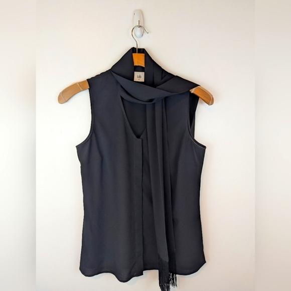 CAbi Tops - CAbi Sleeveless Black Fringe Blouse, Sz M